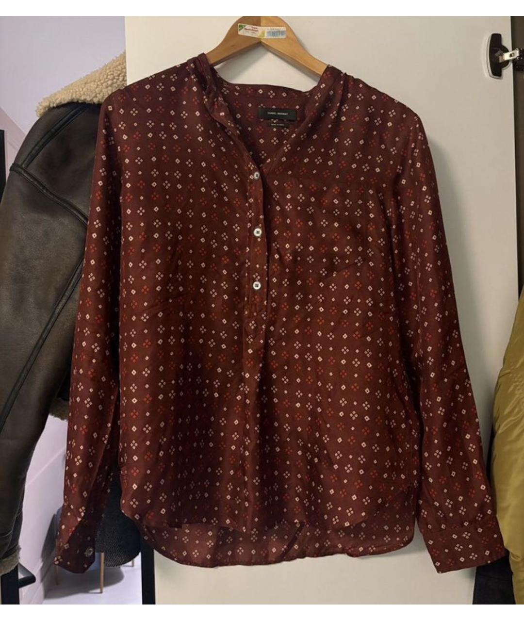 ISABEL MARANT Бордовая шелковая блузы, фото 5