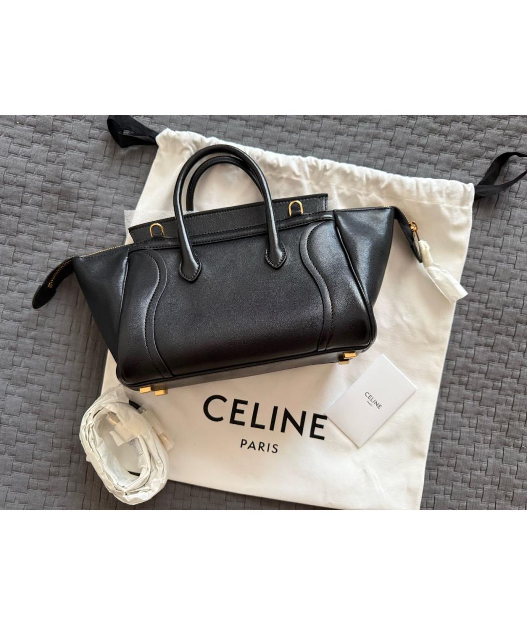 CELINE Черная кожаная сумка через плечо, фото 3