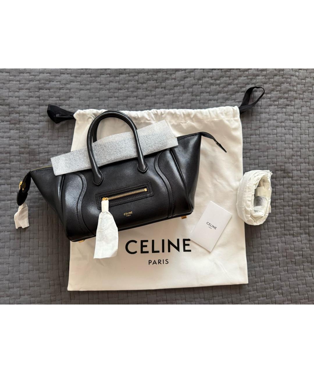 CELINE Черная кожаная сумка через плечо, фото 6