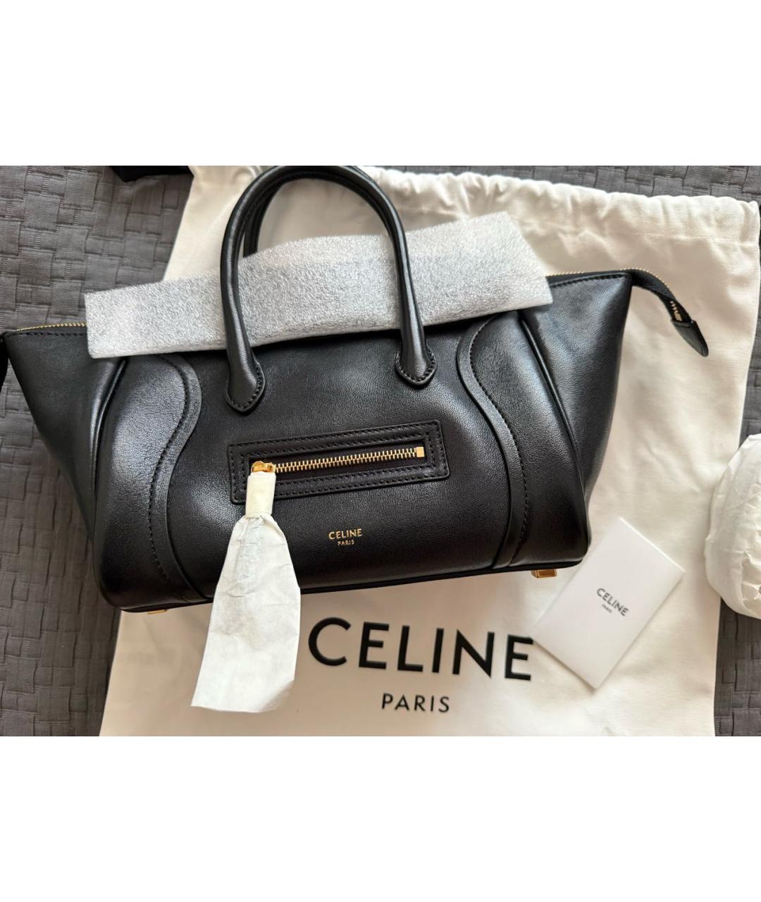 CELINE Черная кожаная сумка через плечо, фото 2