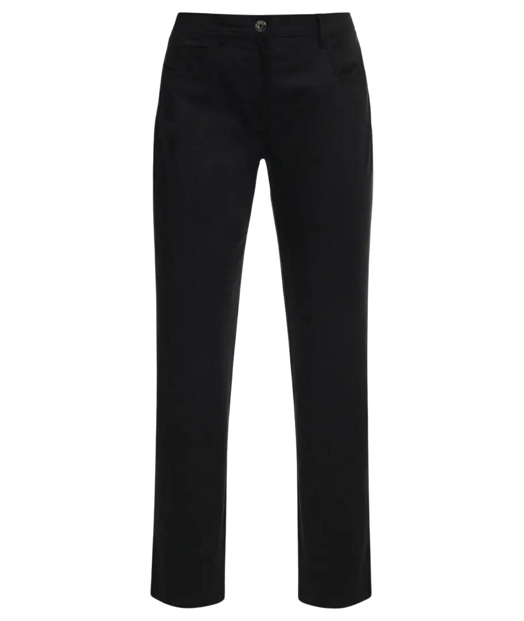 JIL SANDER Черные хлопко-эластановые прямые брюки, фото 1