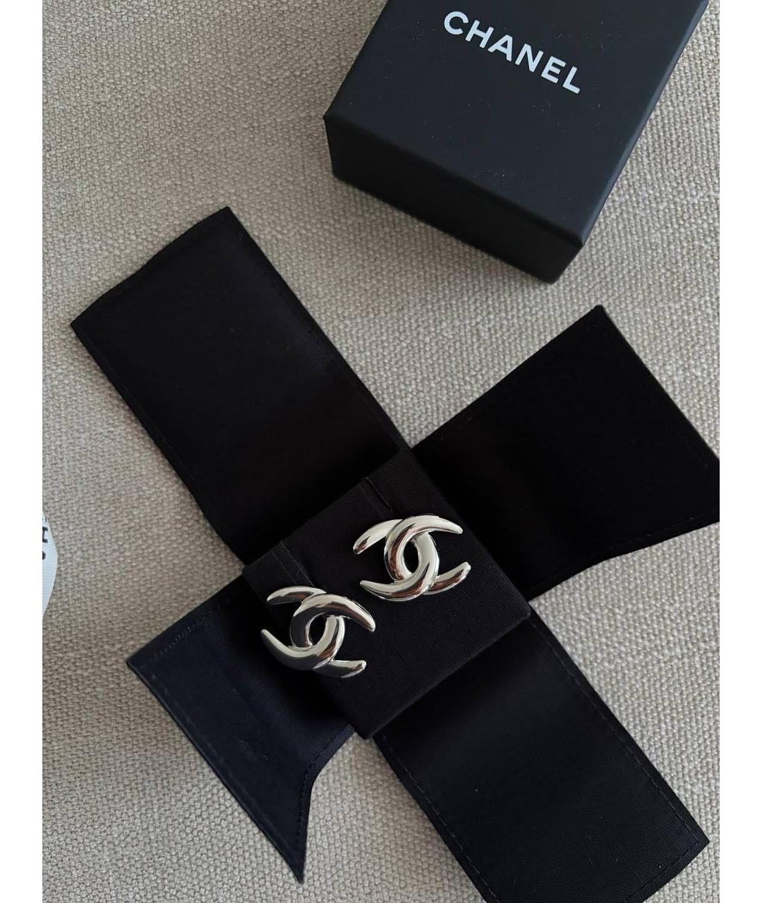 CHANEL Серебряные металлические серьги, фото 2