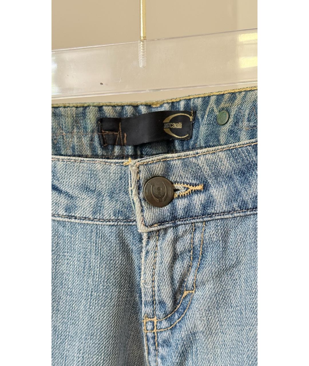 JUST CAVALLI Голубые хлопковые прямые джинсы, фото 6