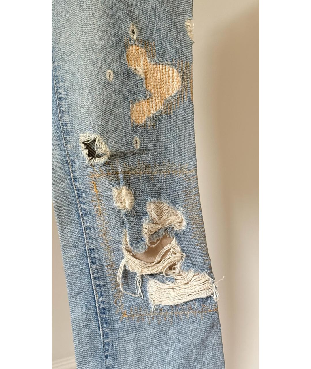 JUST CAVALLI Голубые хлопковые прямые джинсы, фото 5