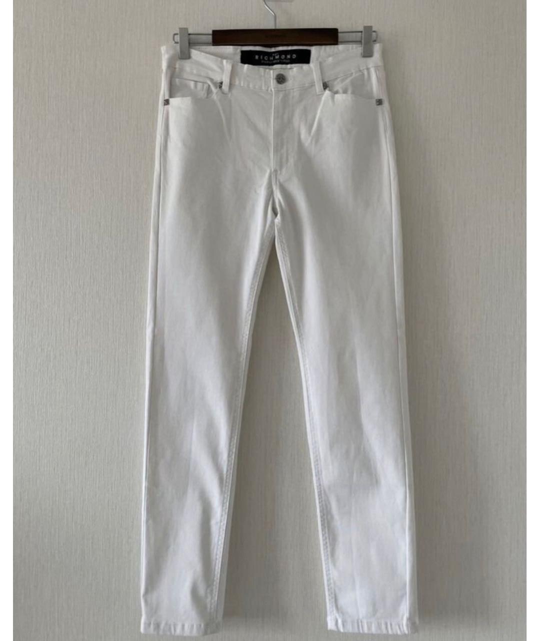 JOHN RICHMOND Белые хлопко-полиэстеровые прямые джинсы, фото 9
