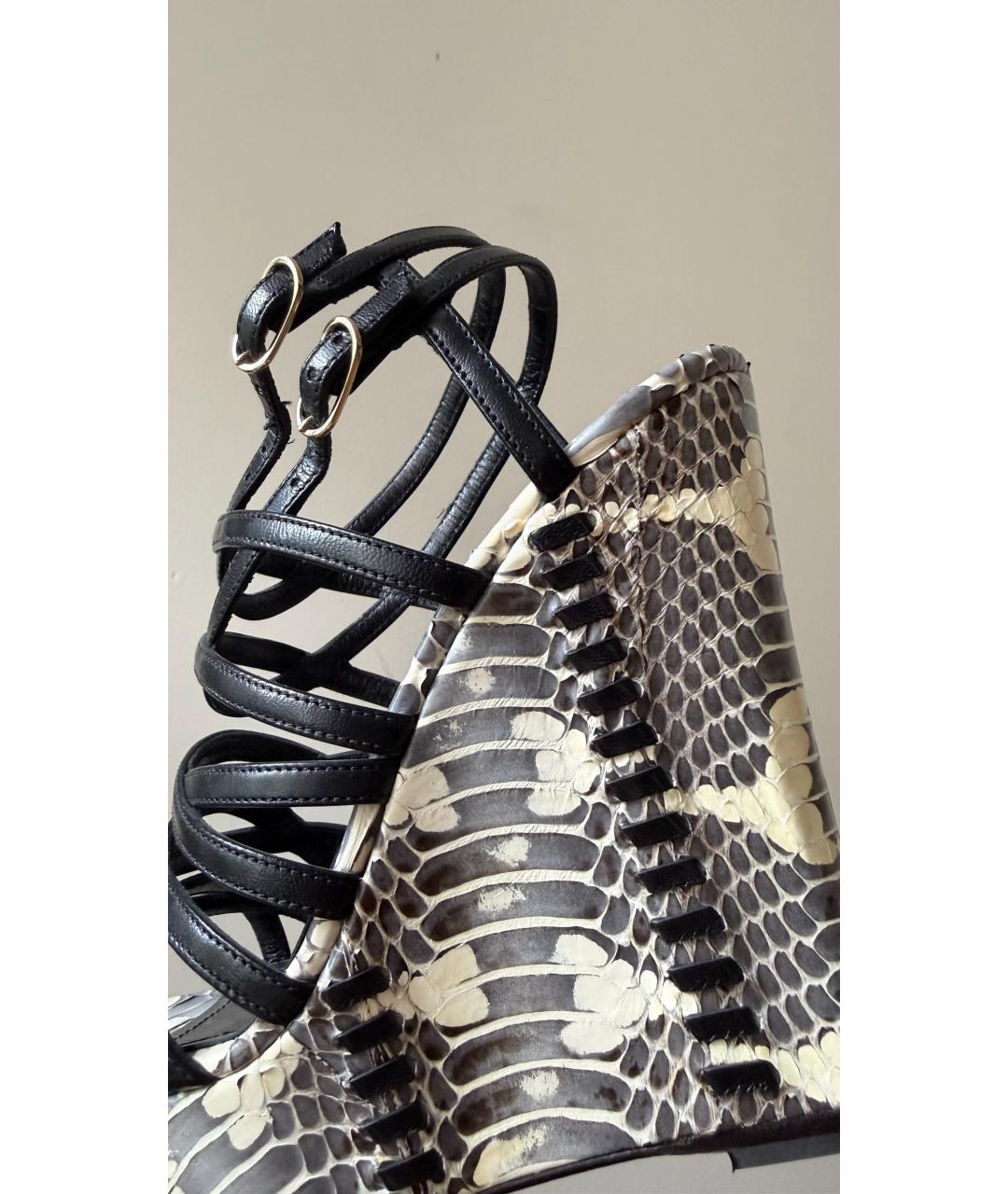 ROBERTO CAVALLI Черные кожаные босоножки, фото 7