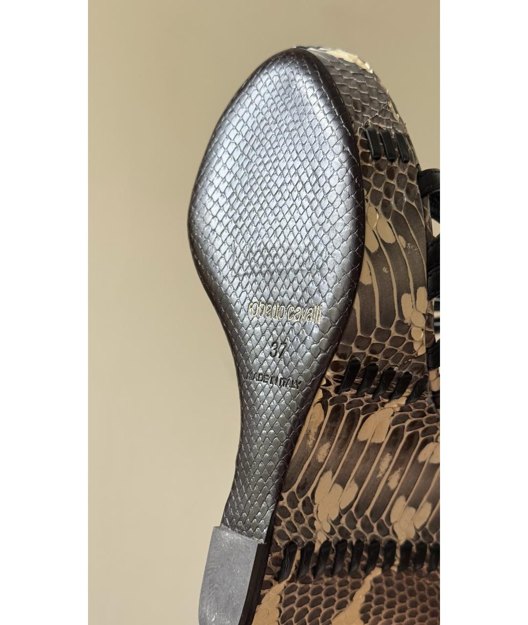 ROBERTO CAVALLI Черные кожаные босоножки, фото 8