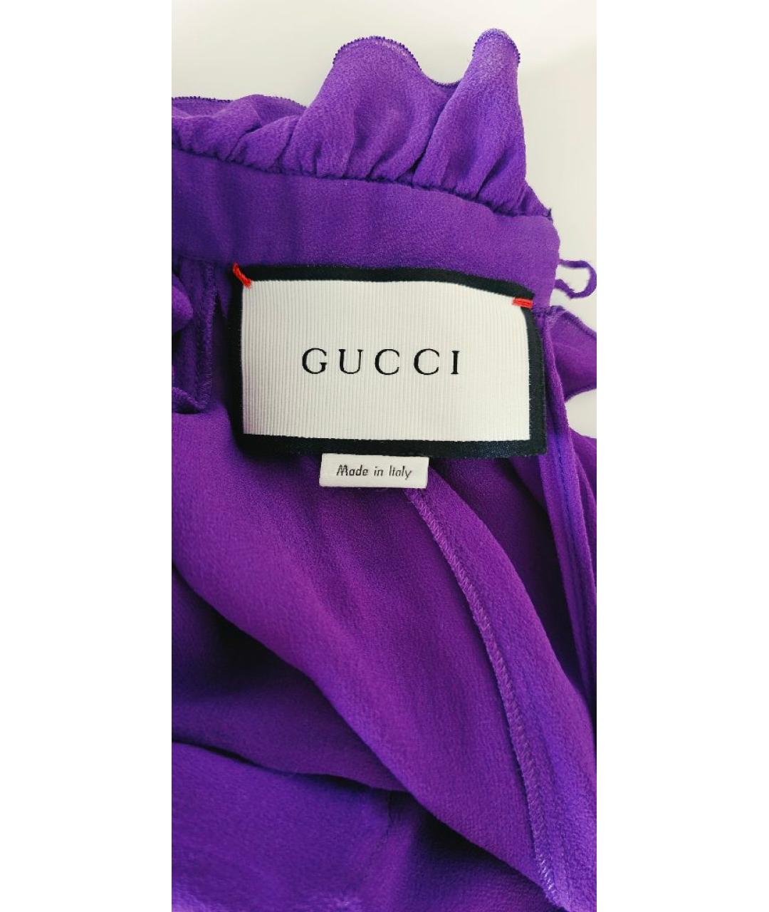 GUCCI Фиолетовая шелковая блузы, фото 5