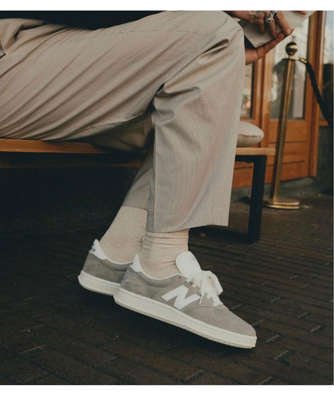 NEW BALANCE Бежевые замшевые низкие кроссовки / кеды, фото 4