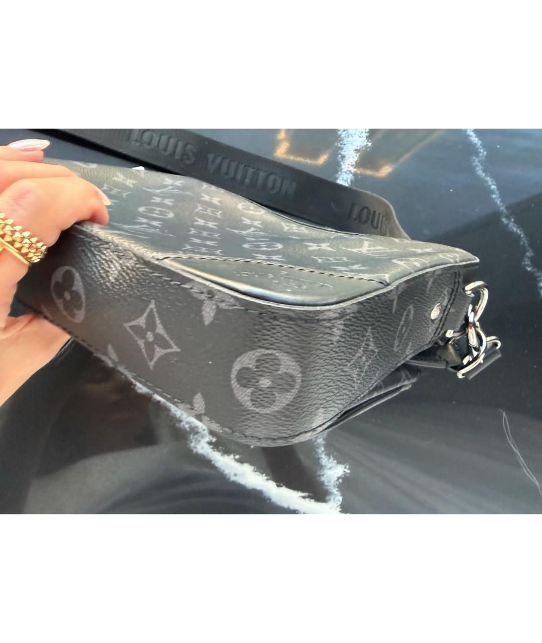 LOUIS VUITTON Антрацитовая сумка на плечо из канвы, фото 6