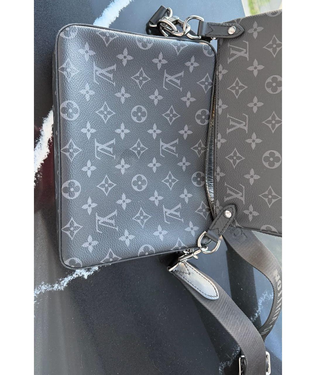 LOUIS VUITTON Антрацитовая сумка на плечо из канвы, фото 2