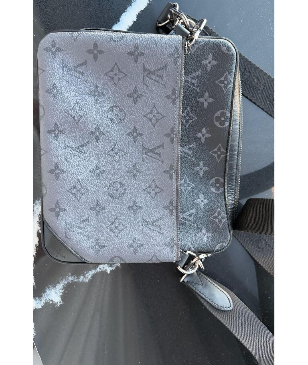 LOUIS VUITTON Антрацитовая сумка на плечо из канвы, фото 9