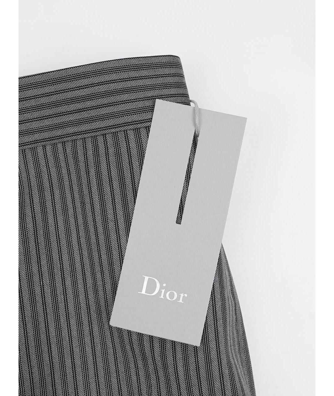 CHRISTIAN DIOR Серые шерстяные классические брюки, фото 3