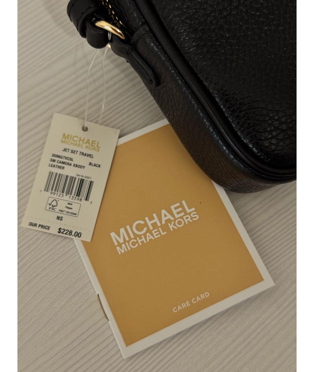 MICHAEL KORS Черная кожаная сумка через плечо, фото 6