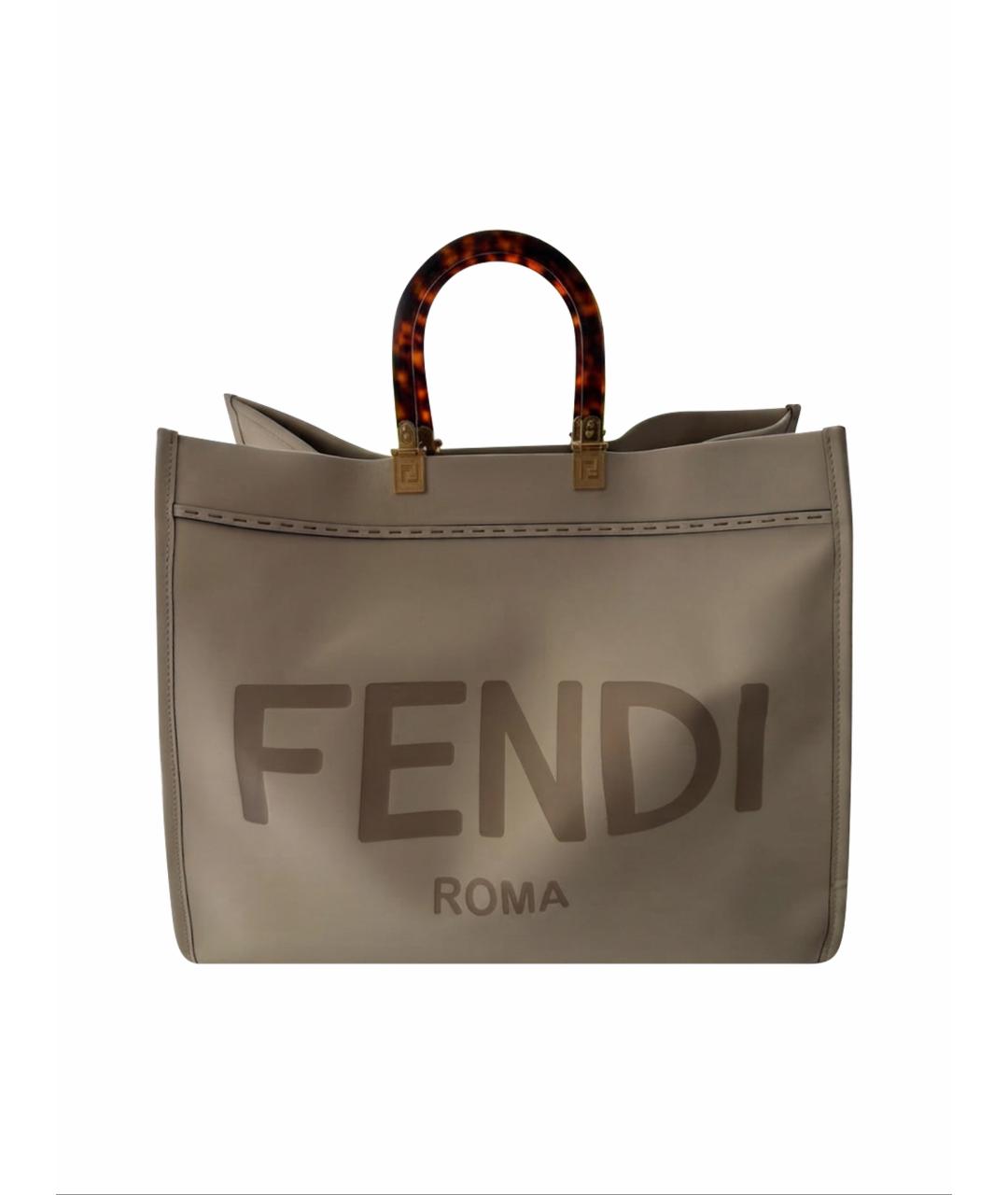 FENDI Бежевая кожаная сумка тоут, фото 7