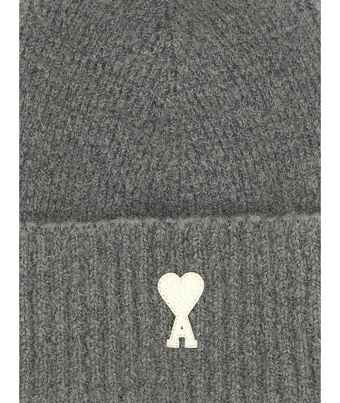 Ami Paris Серая шерстяная шапка, фото 3