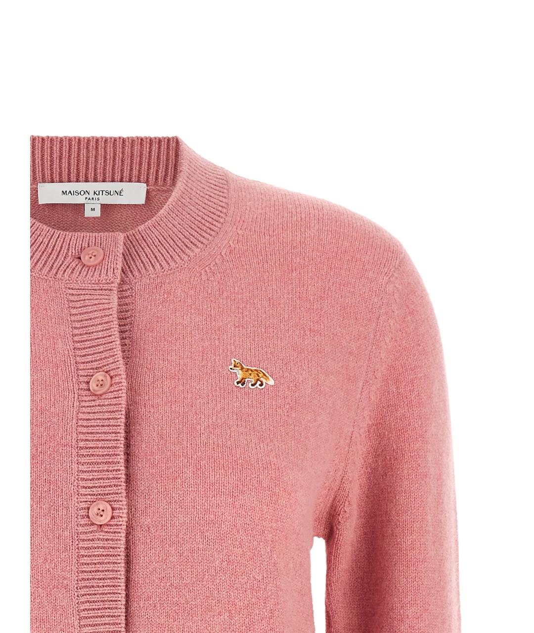 MAISON KITSUNE Розовый шерстяной кардиган, фото 3