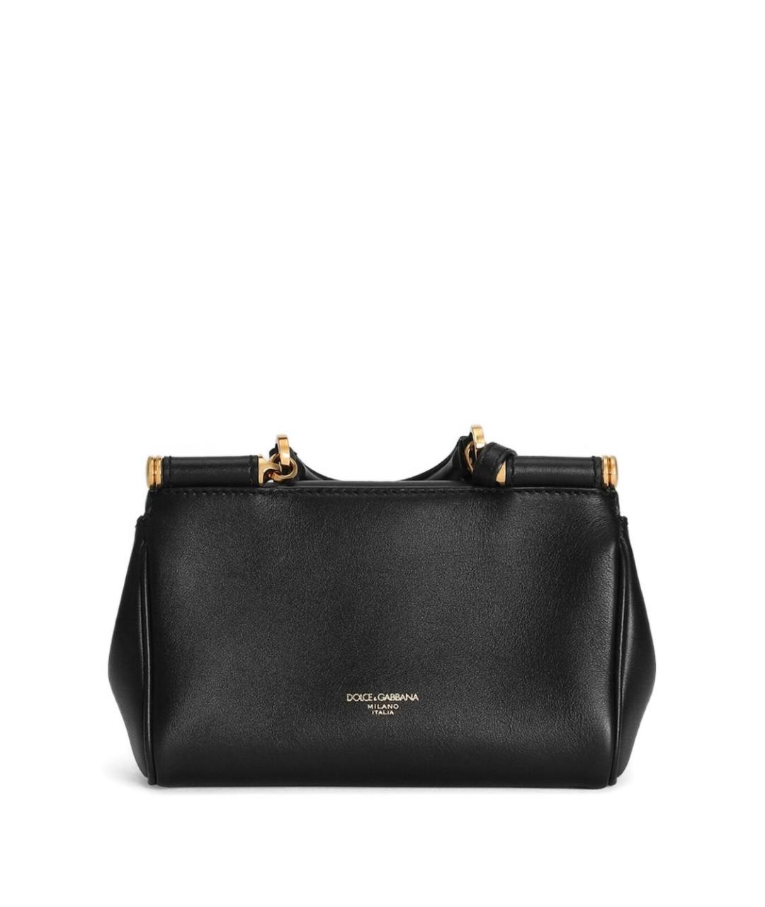 DOLCE&GABBANA Черная кожаная сумка тоут, фото 3