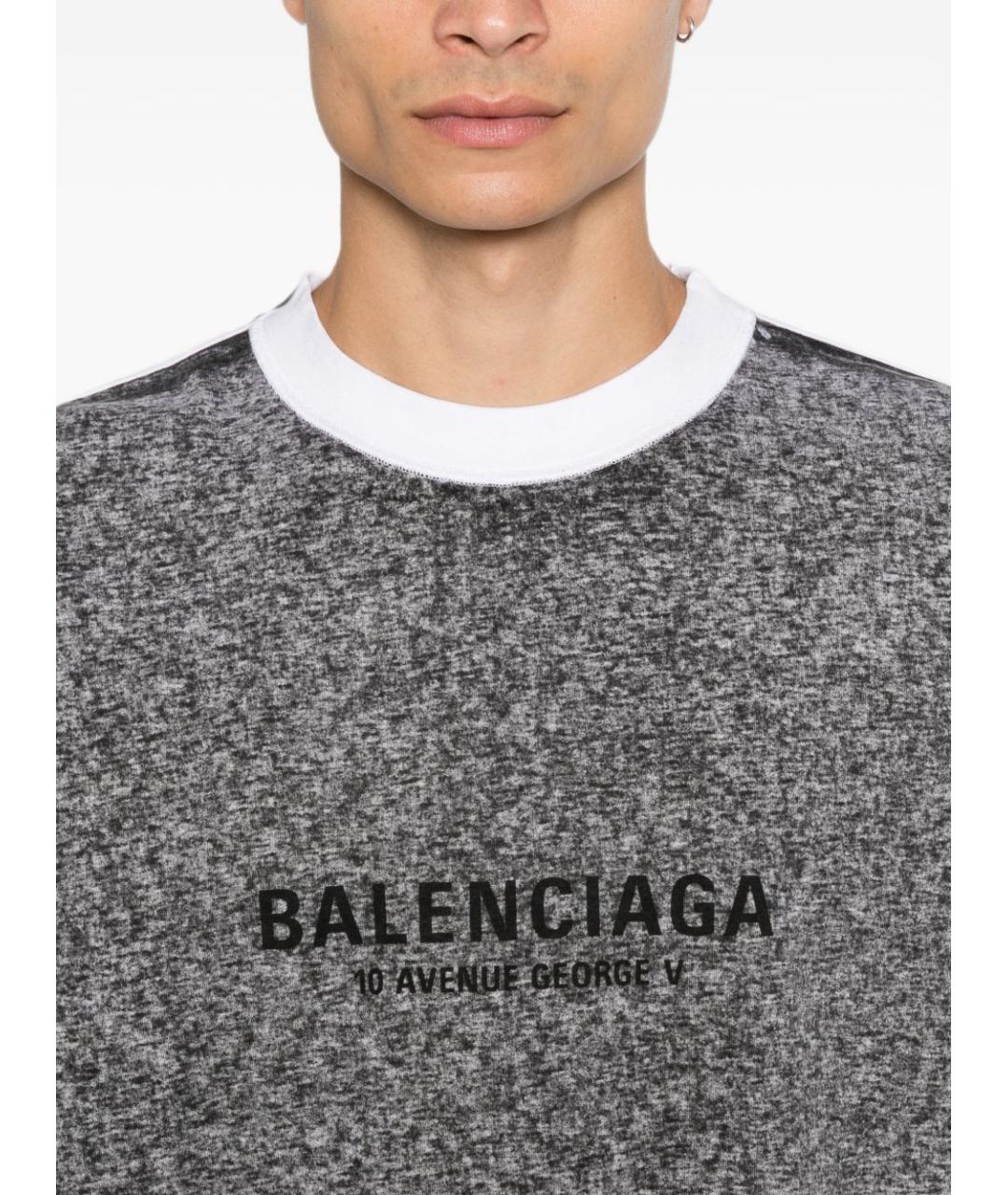 BALENCIAGA Серая хлопковая футболка, фото 4