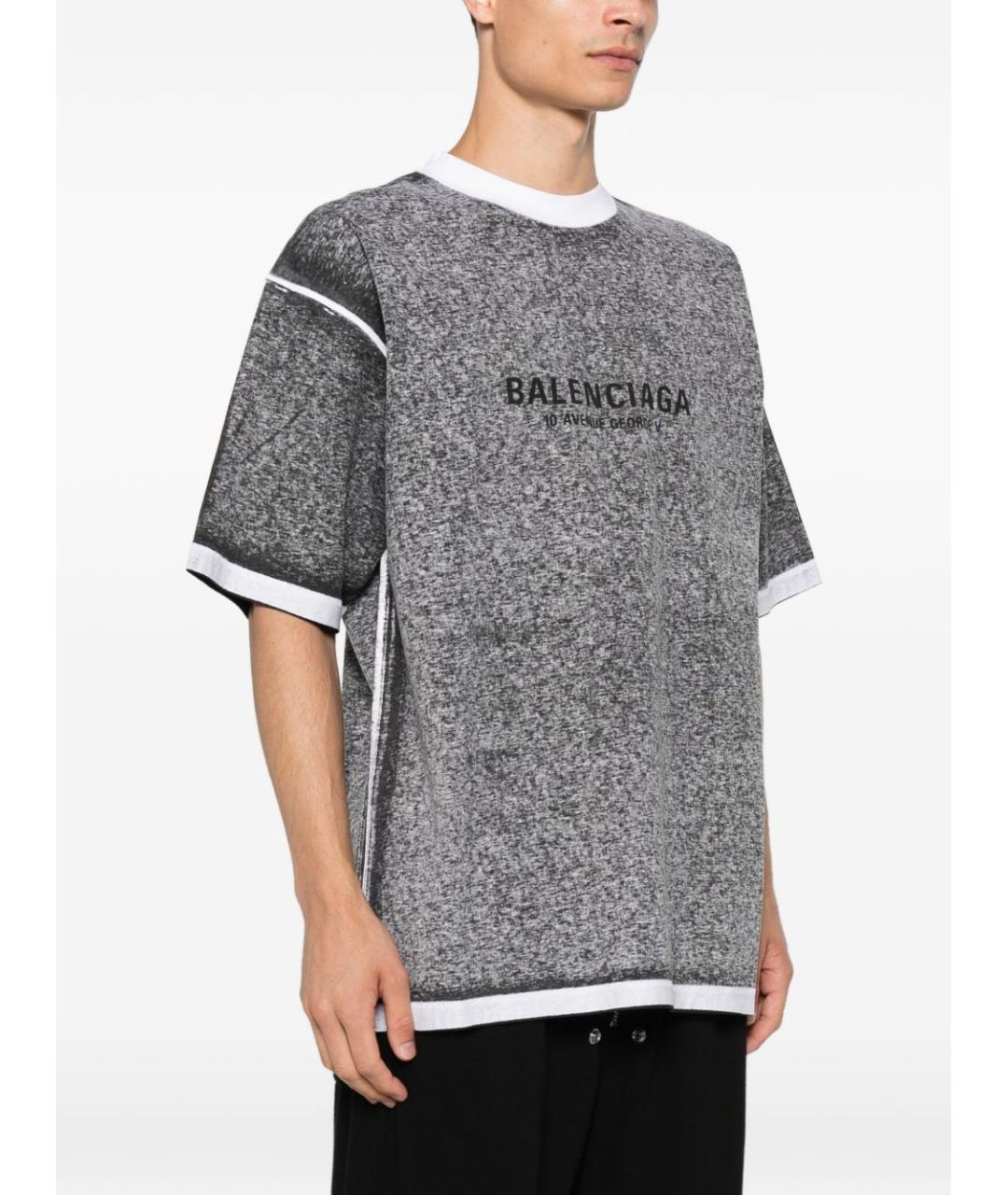 BALENCIAGA Серая хлопковая футболка, фото 2