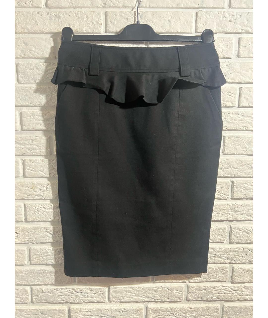 RED VALENTINO Черная хлопковая юбка миди, фото 5