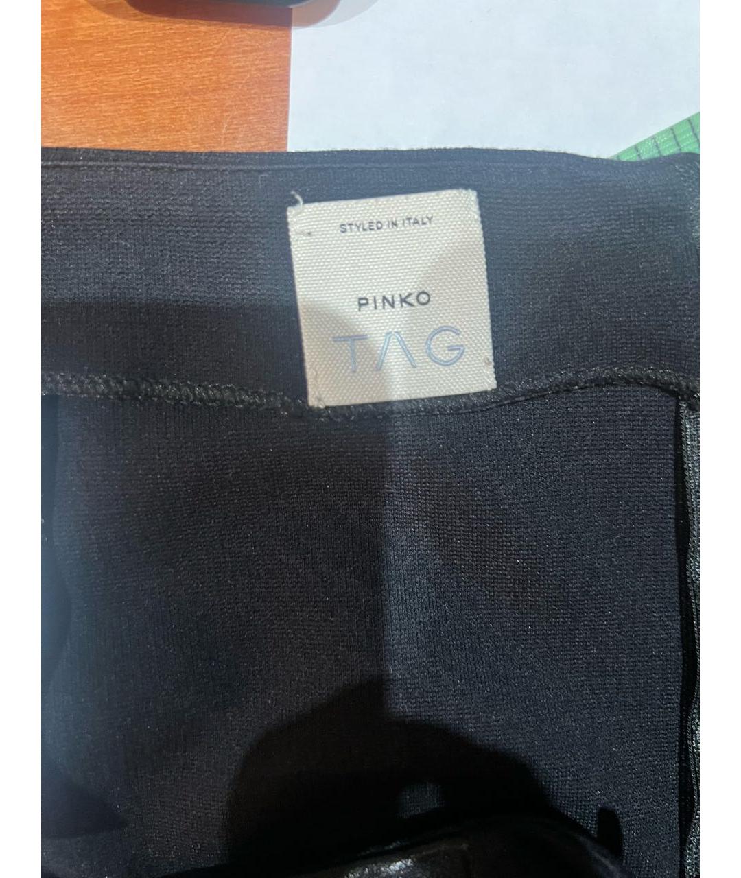 PINKO Черная кожаная юбка мини, фото 3