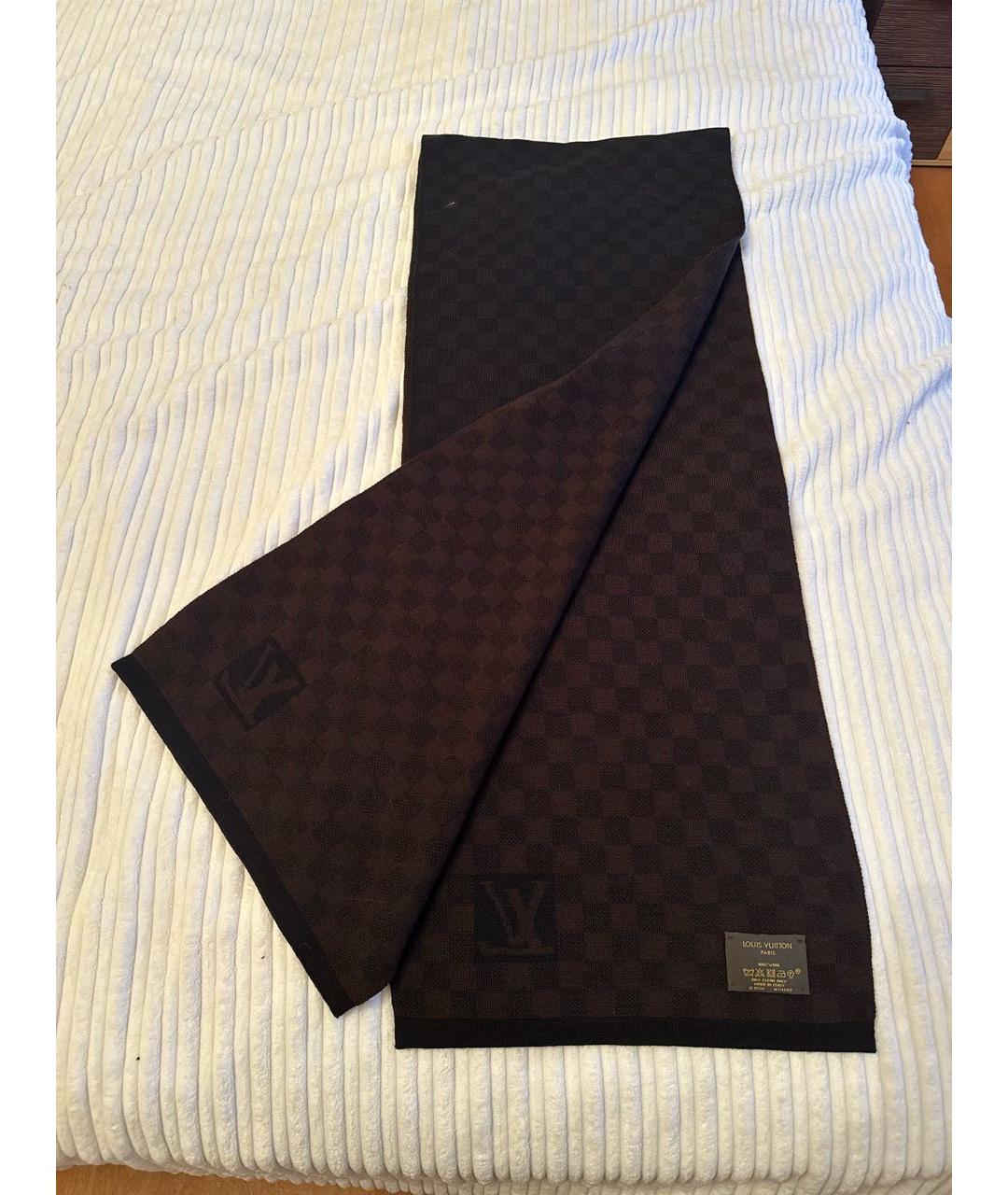 LOUIS VUITTON Коричневый шерстяной шарф, фото 5