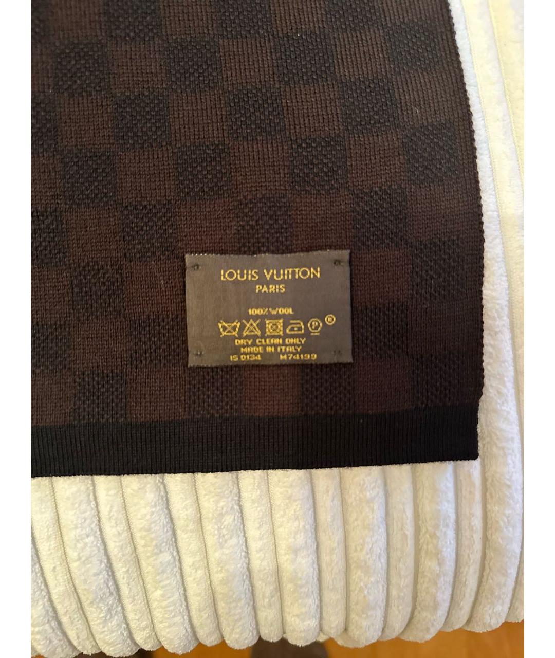 LOUIS VUITTON Коричневый шерстяной шарф, фото 3