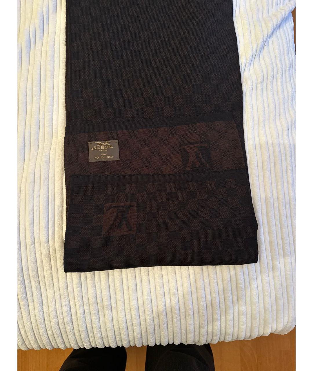LOUIS VUITTON Коричневый шерстяной шарф, фото 2