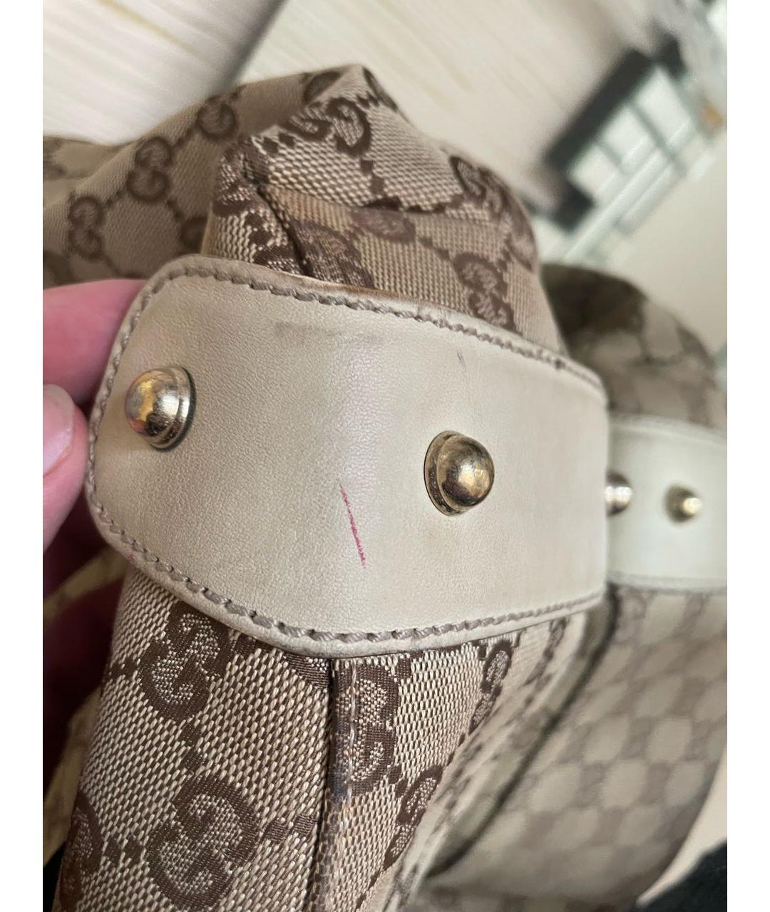 GUCCI Бежевая сумка через плечо из канвы, фото 7