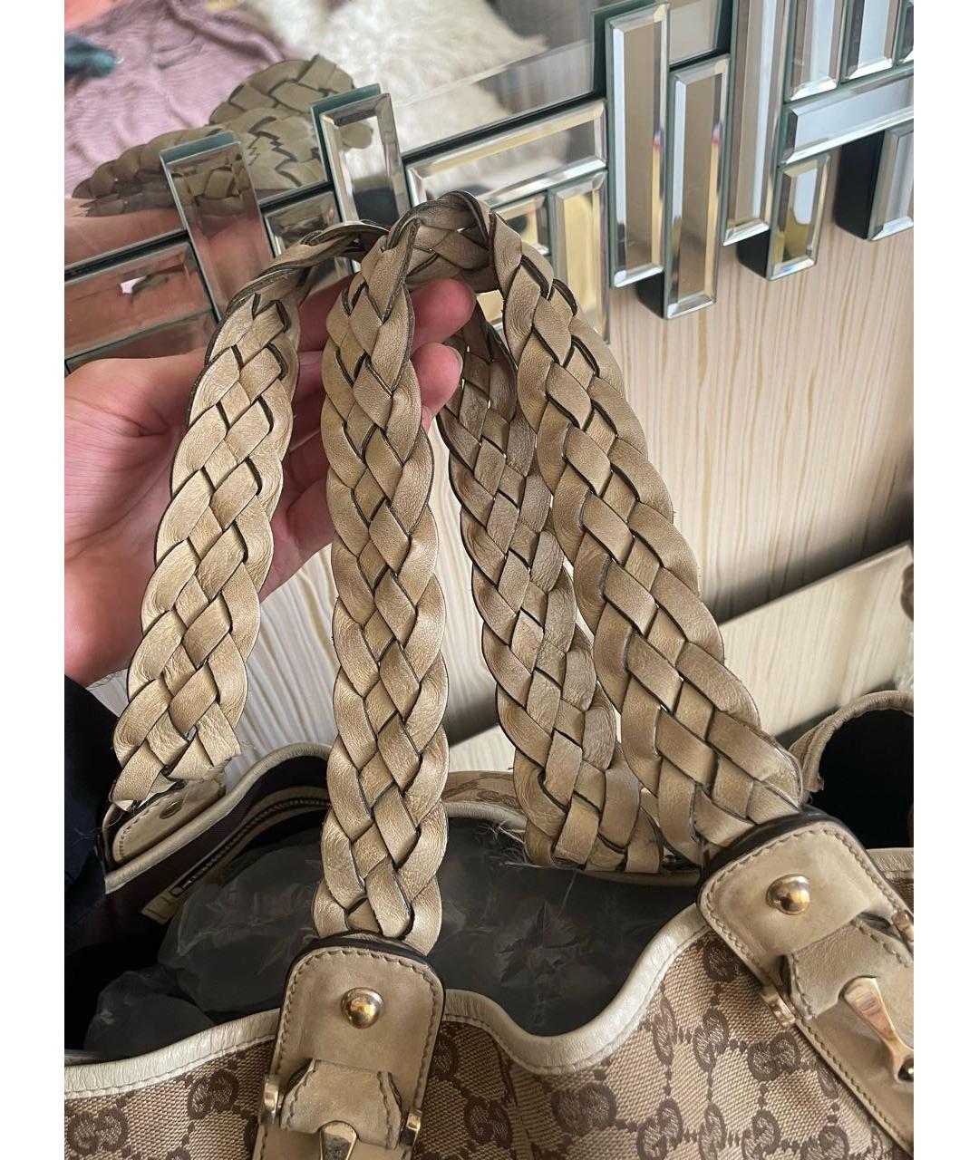 GUCCI Бежевая сумка через плечо из канвы, фото 4
