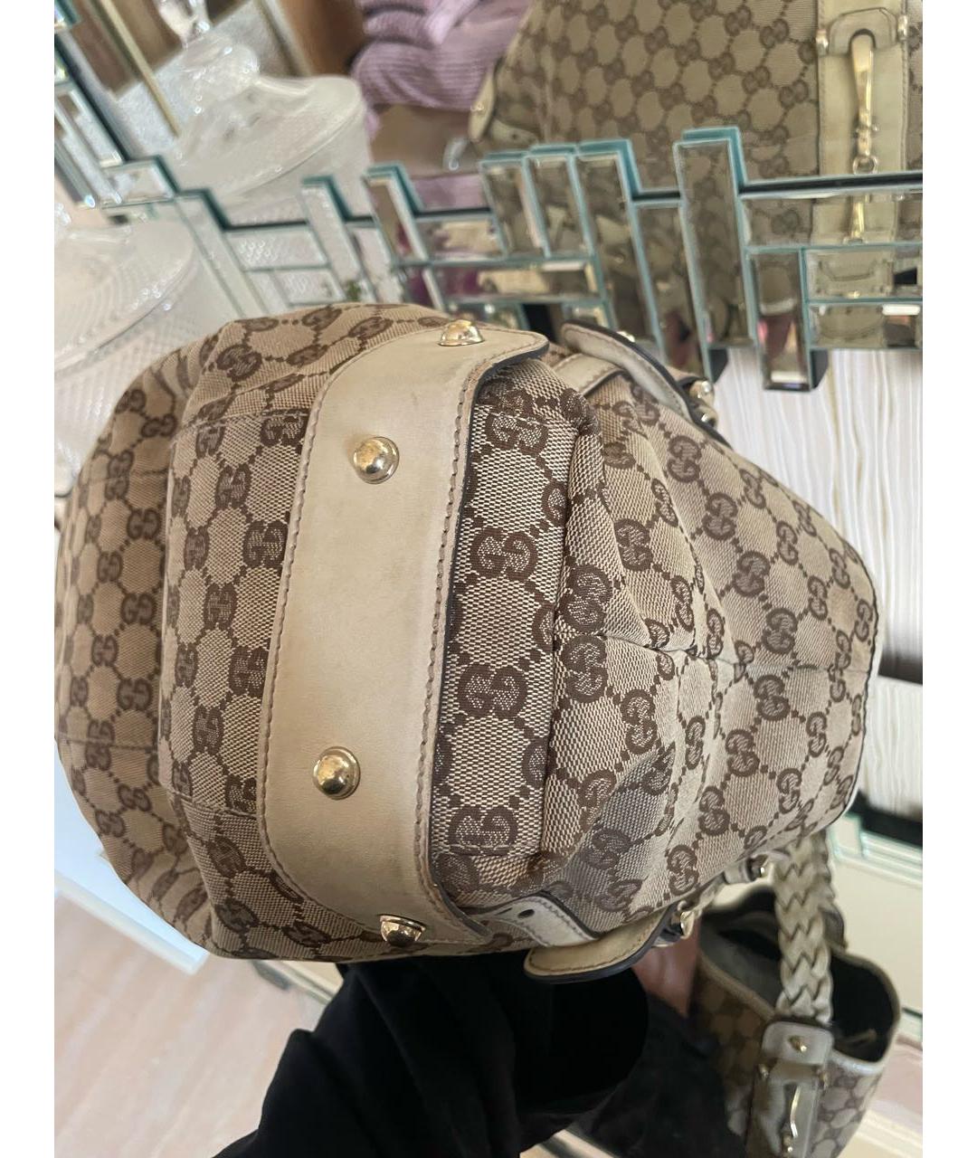 GUCCI Бежевая сумка через плечо из канвы, фото 3