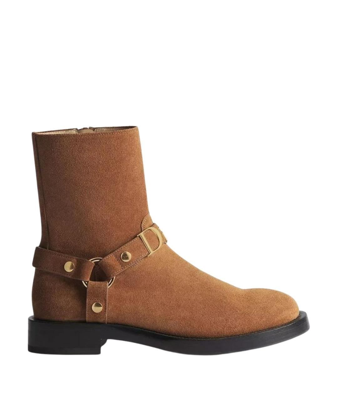 CHRISTIAN DIOR Коричневые замшевые полусапоги, фото 1