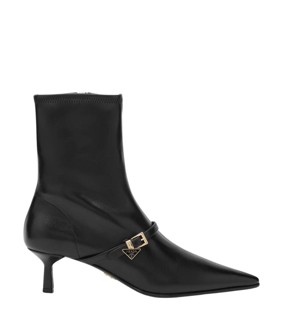PRADA Черные кожаные ботильоны, фото 1