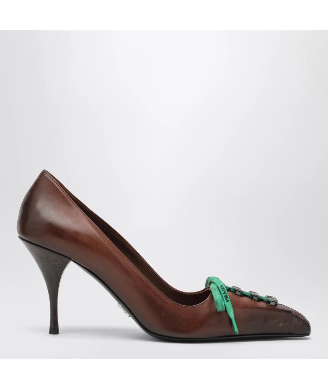 PRADA Коричневые кожаные туфли, фото 3