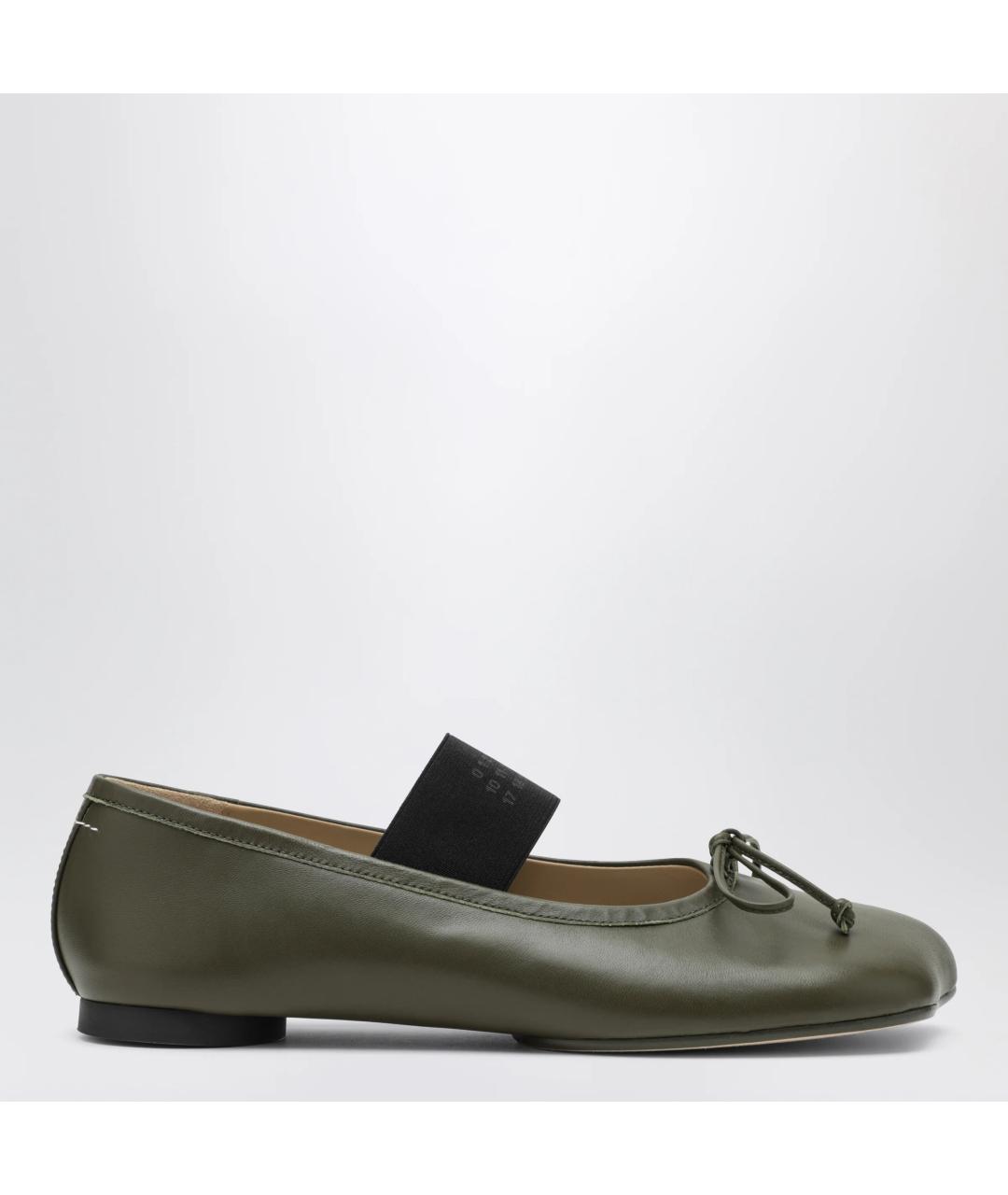 MM6 MAISON MARGIELA Зеленые кожаные балетки, фото 3