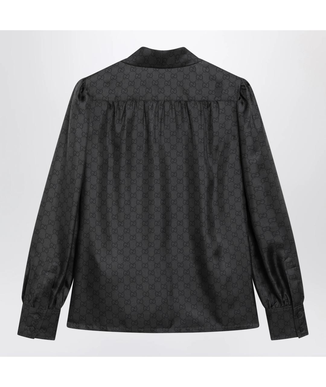 GUCCI Черная шелковая блузы, фото 2