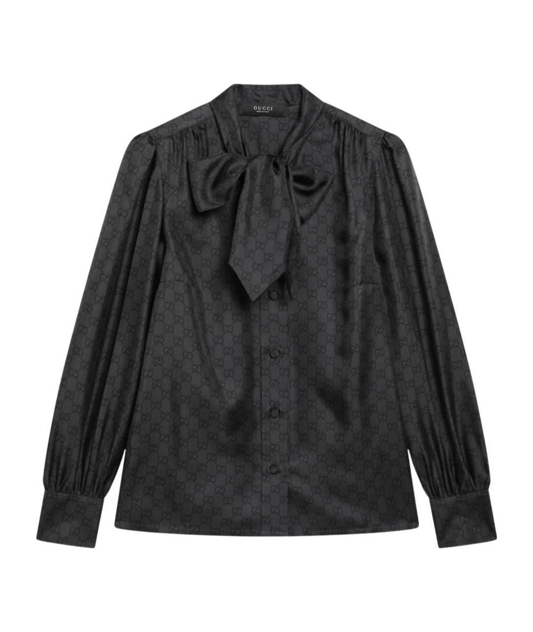 GUCCI Черная шелковая блузы, фото 1