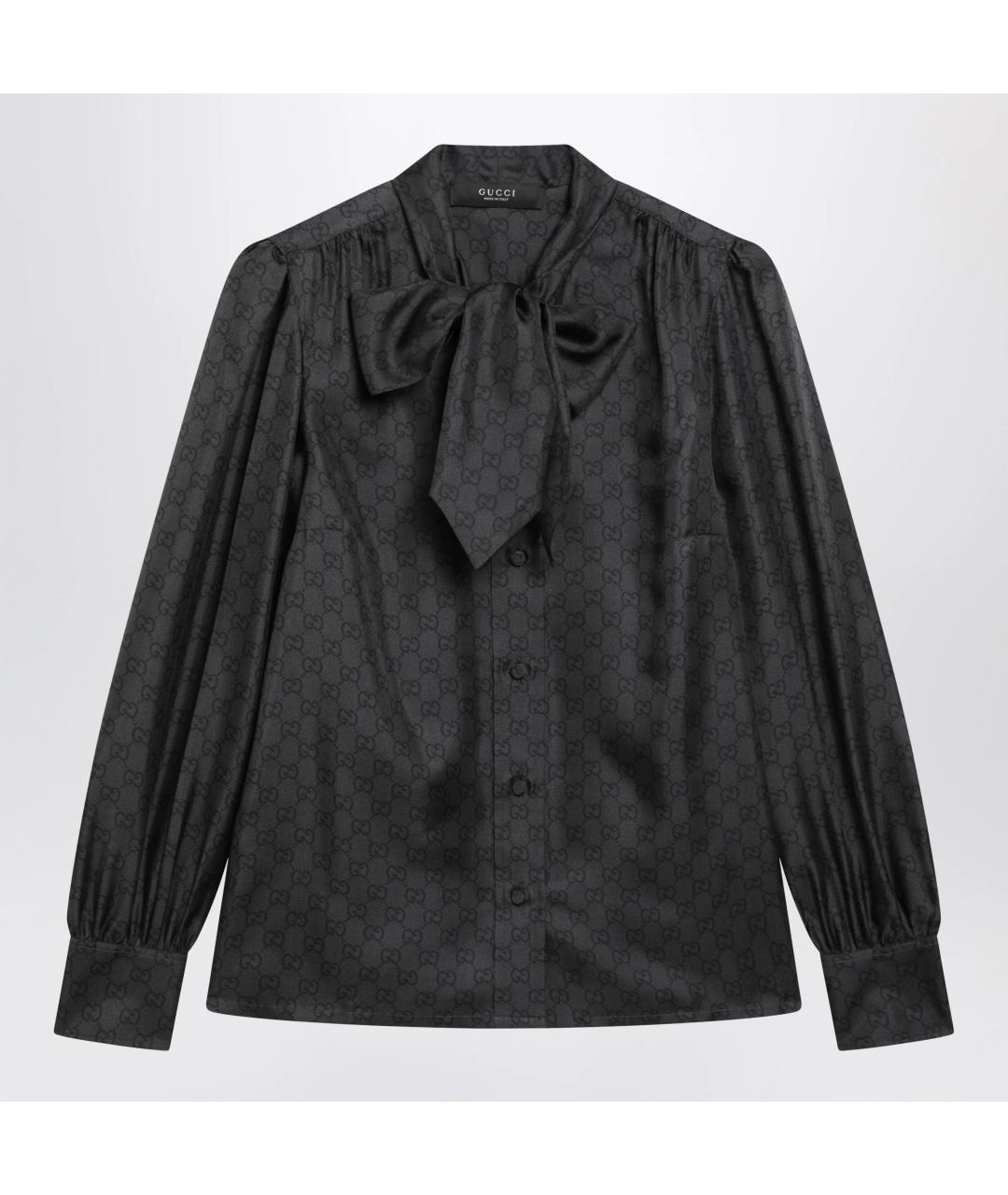 GUCCI Черная шелковая блузы, фото 3