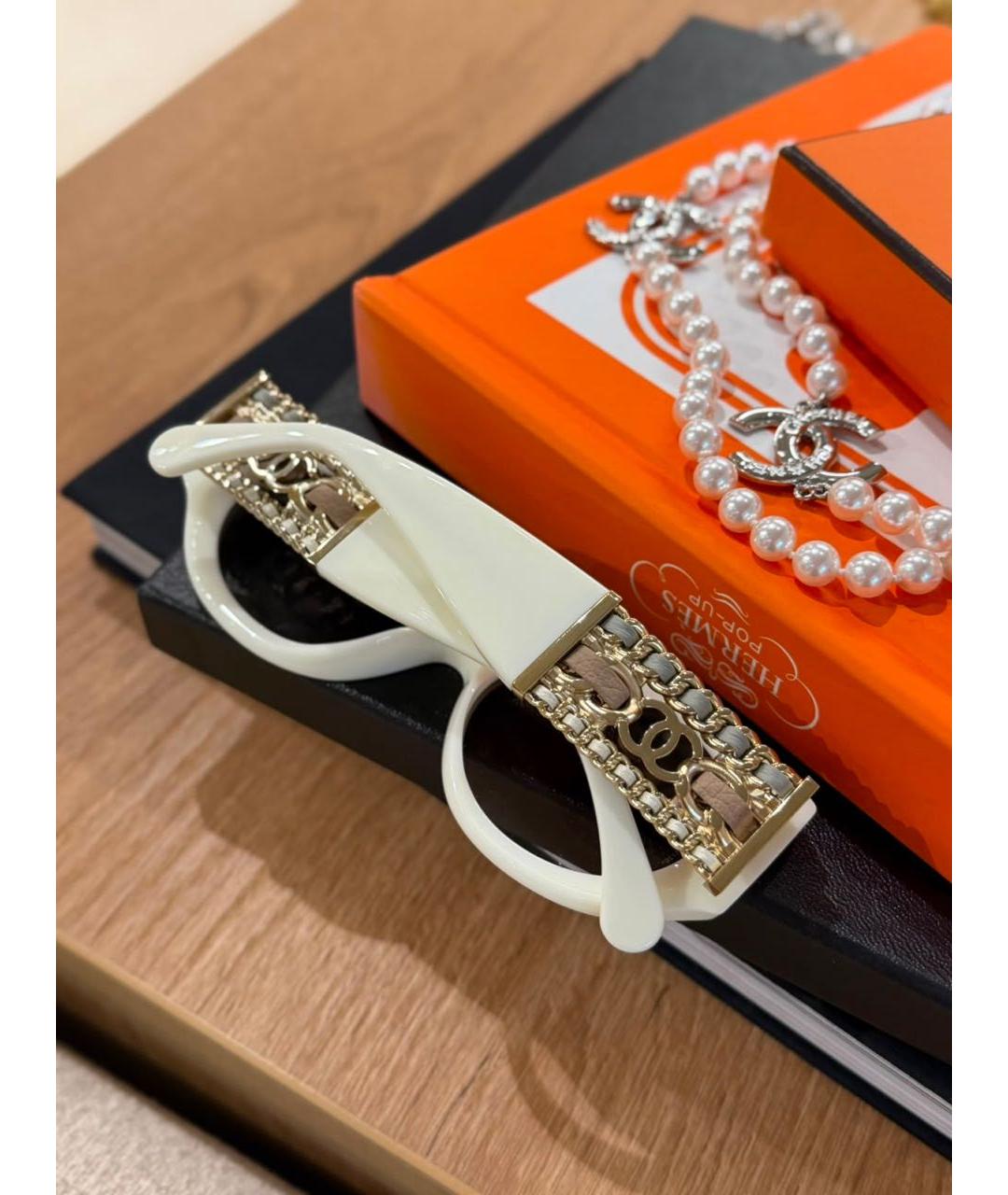CHANEL Белые солнцезащитные очки, фото 3