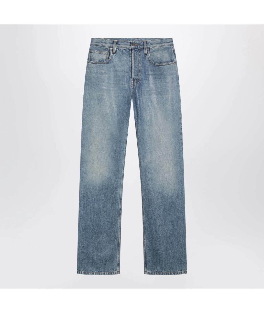 GUCCI Голубые хлопковые прямые джинсы, фото 3