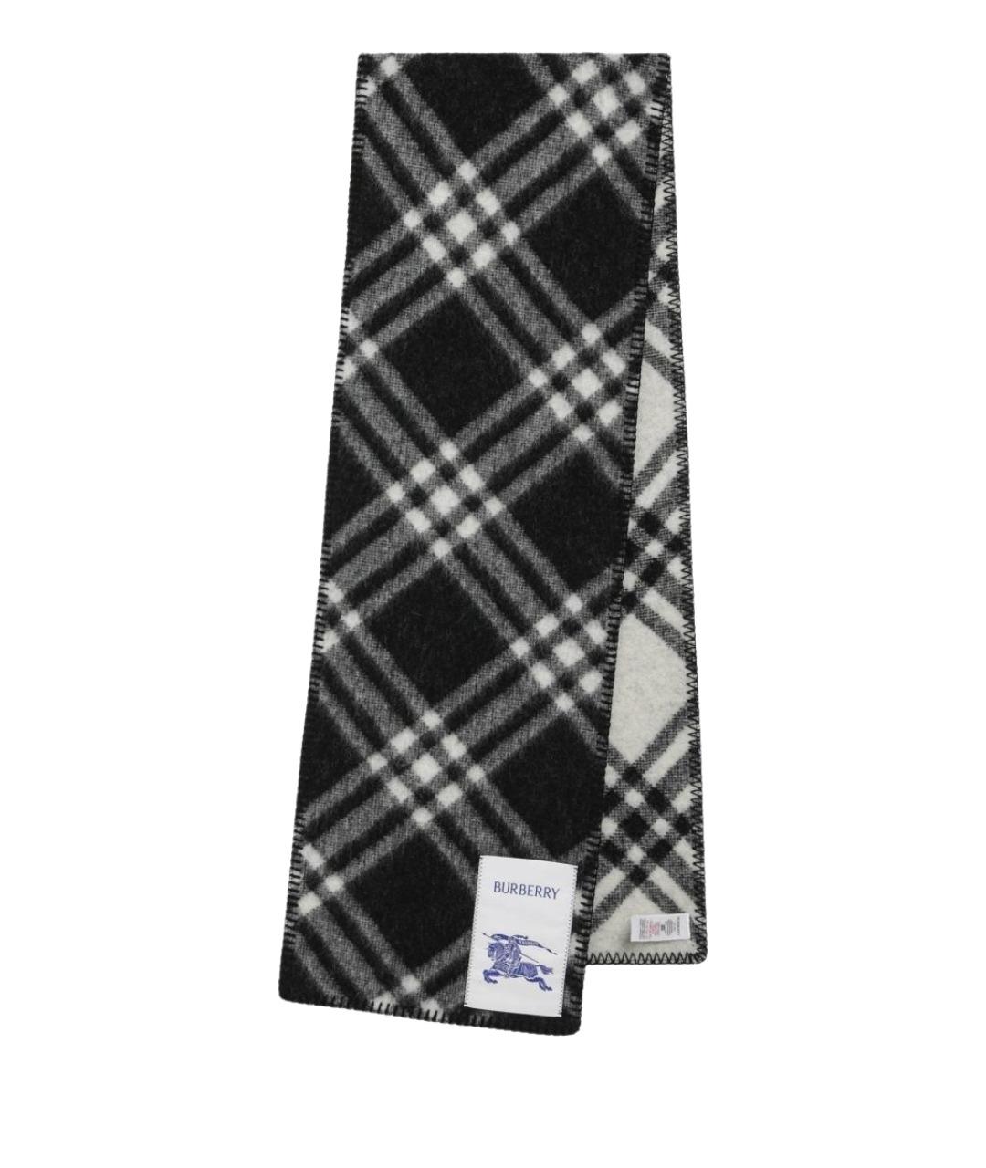 BURBERRY Черный шерстяной шарф, фото 1