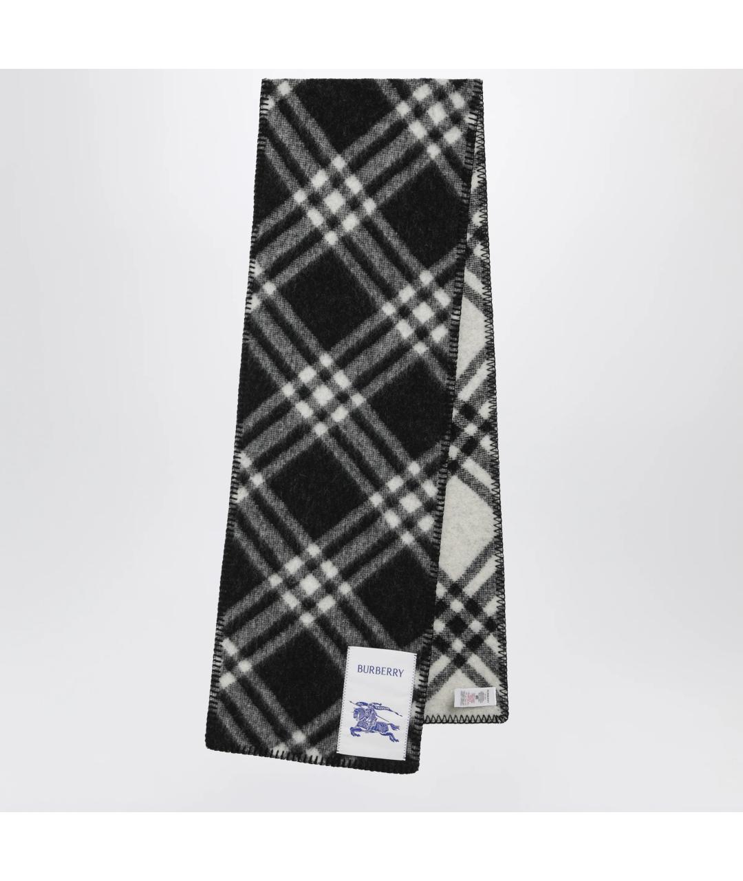 BURBERRY Черный шерстяной шарф, фото 3