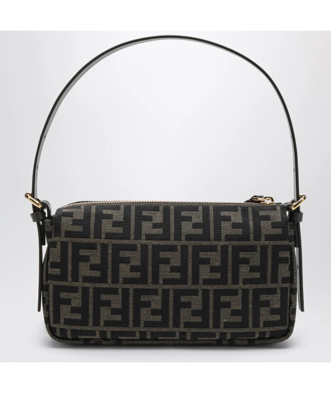FENDI Коричневая тканевая сумка с короткими ручками, фото 2