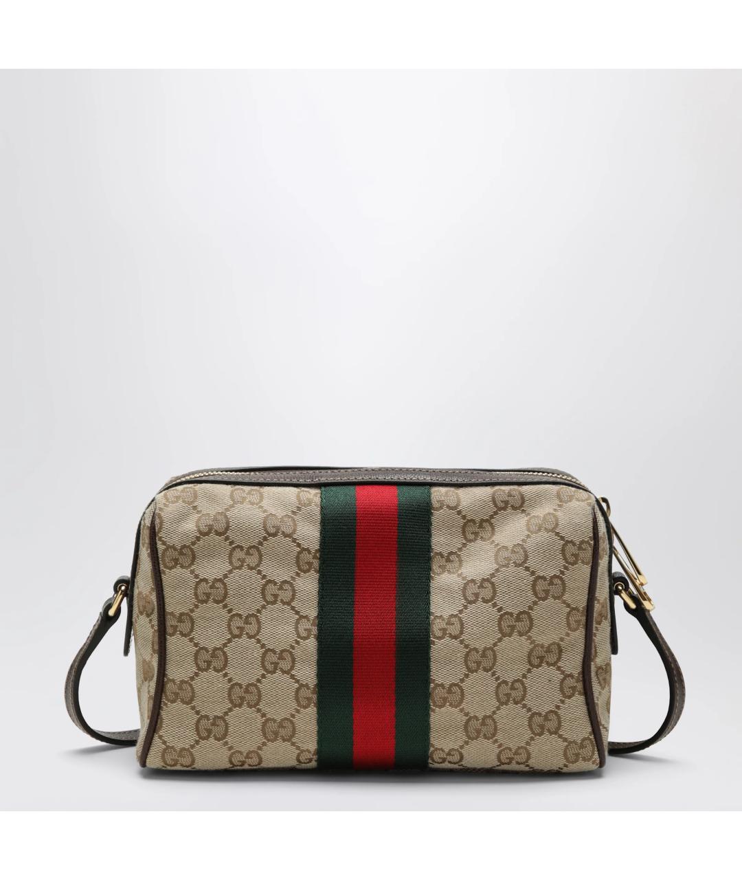 GUCCI Бежевая сумка через плечо из канвы, фото 2