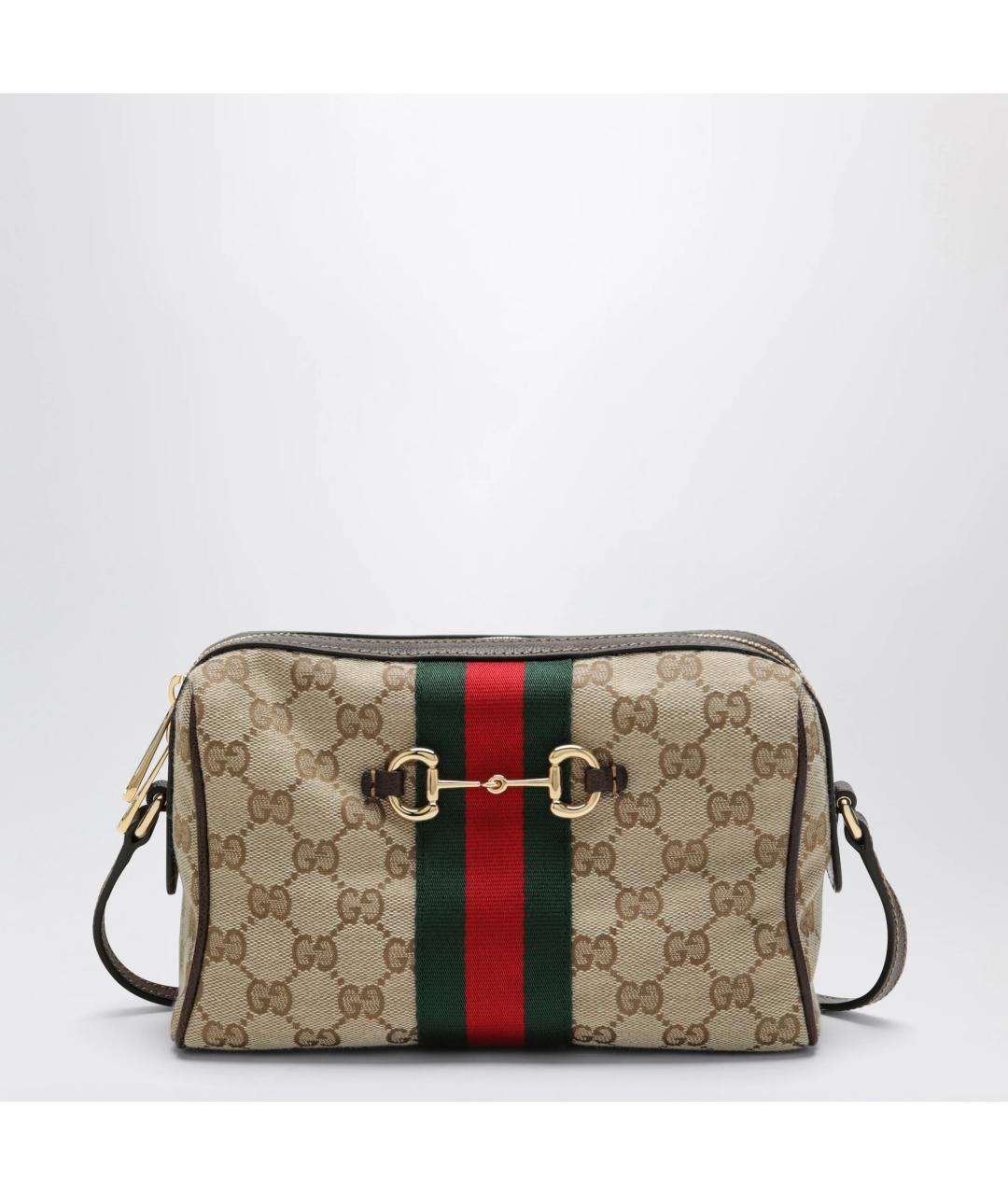 GUCCI Бежевая сумка через плечо из канвы, фото 3