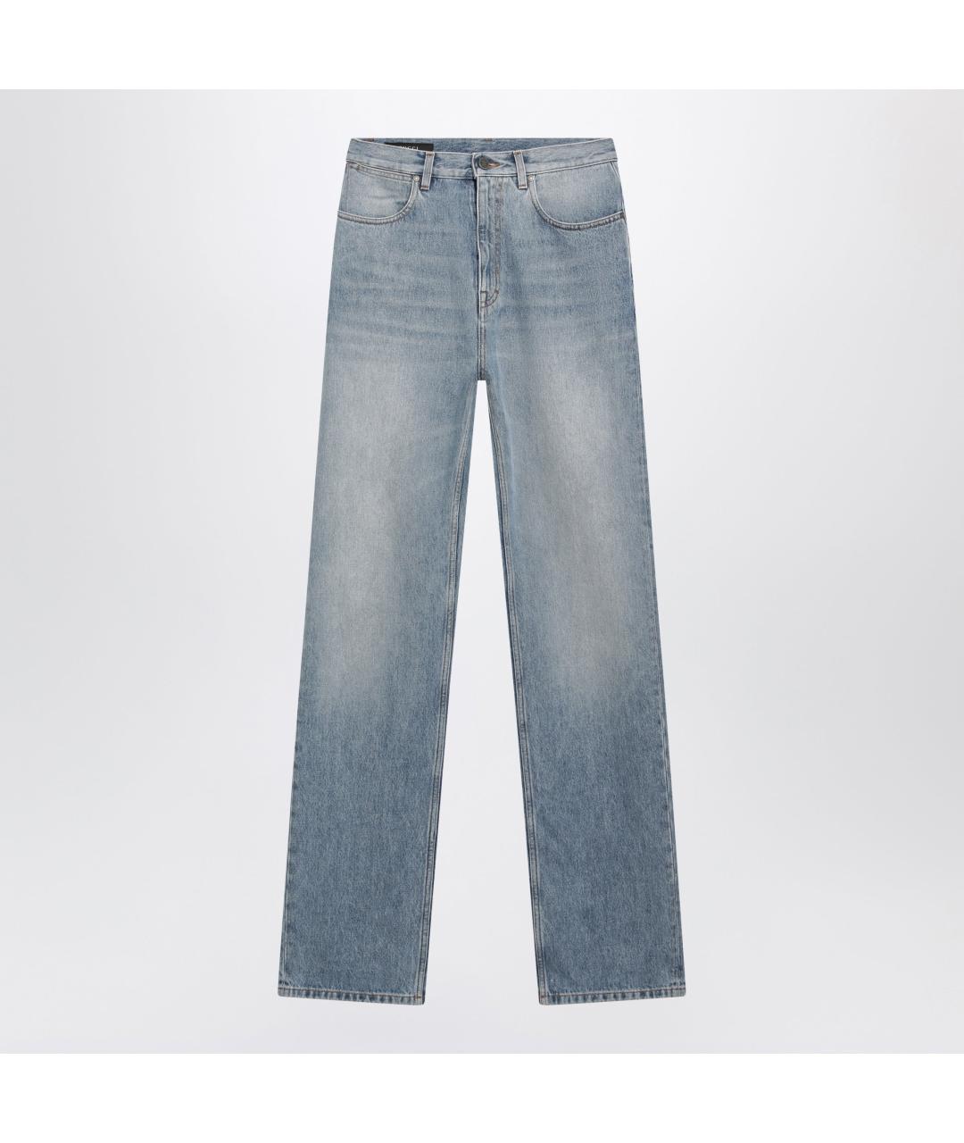 GUCCI Голубые хлопковые прямые джинсы, фото 3