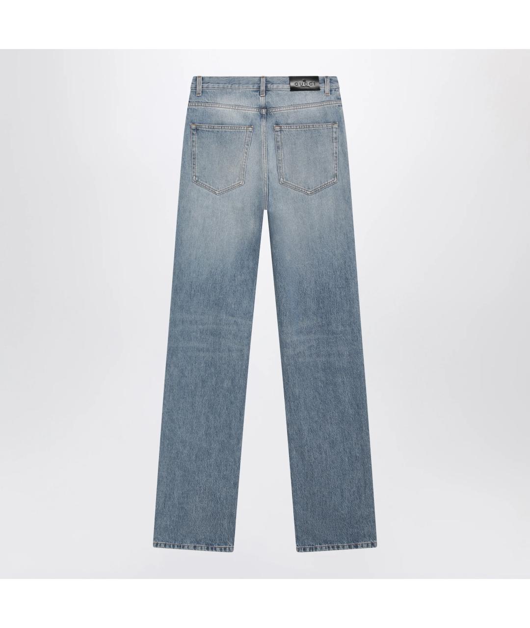 GUCCI Голубые хлопковые прямые джинсы, фото 2