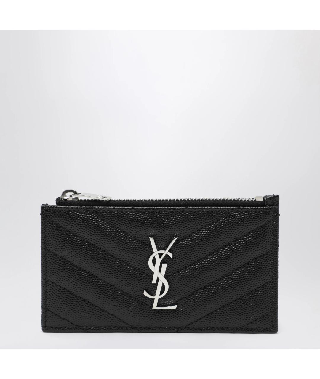 SAINT LAURENT Черный кожаный кардхолдер, фото 3