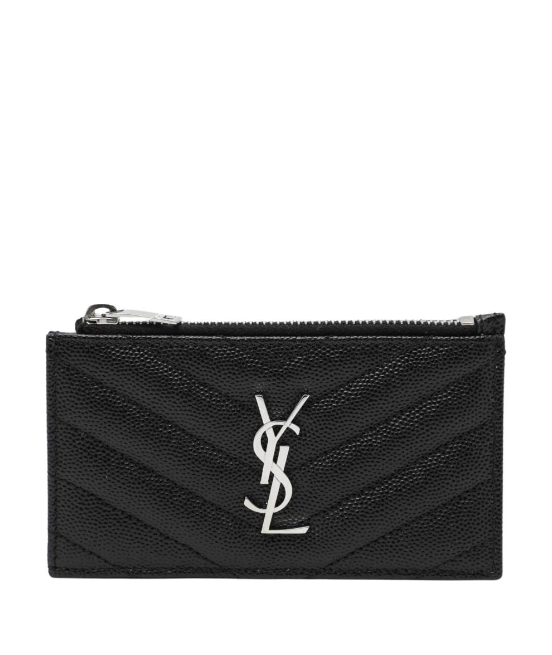 SAINT LAURENT Черный кожаный кардхолдер, фото 1